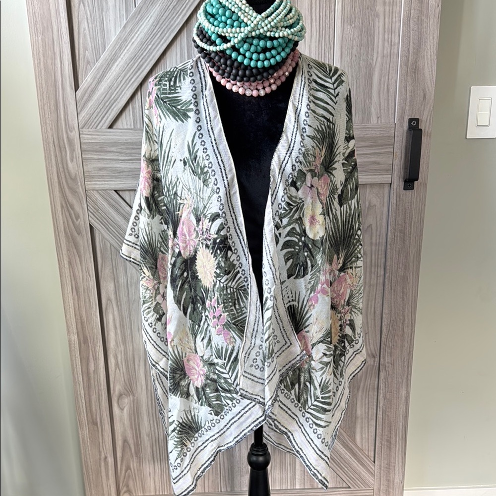 $68 BEACH TIME - Nine West - Vibrant Floral Print Kimono NWT 👙⛱️🌊☀️